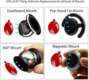 img 1 attached to 📱 PKYAA 12Pcs 0.9" Double-Sided Adhesive Replacement Tape for Car Magnetic Phone Holder: Sticky Compatibility with Socket Mount & Phone Ring Holder Base