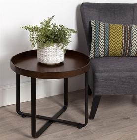 img 2 attached to 🌟 Stylish and Functional Kate and Laurel Zabel Modern Round Metal End Table: Bronze and Black Criss Cross Base