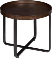 🌟 stylish and functional kate and laurel zabel modern round metal end table: bronze and black criss cross base логотип