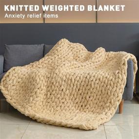 img 2 attached to 🛌 Ultimate Comfort and Tranquility: Khaki Sherpa Handmade Weighted Blanket - Queen Size (60x80 Inches, 15 lbs) Perfect for Toddlers, Kids, Children, and Adults