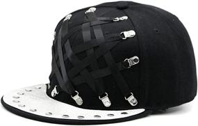 img 4 attached to 🎩 Punk Rock Hiphop Unisex Beanie Hat with Stud Rivets and Stars Design for Women and Men