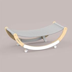 img 2 attached to 🐱 Furry Tom Premium Cat Hammock – Rocking & Static Bed for Cats – Minimalist Modern Pet Bed – Pine Wood & Linen – Elephant Gray