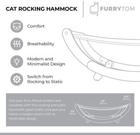 img 1 attached to 🐱 Furry Tom Premium Cat Hammock – Rocking & Static Bed for Cats – Minimalist Modern Pet Bed – Pine Wood & Linen – Elephant Gray