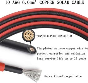 img 3 attached to 🔌 ANJUREN Solar Panel Extension Cable - 10 AWG Tin Copper Wire, Female & Male Connectors, Solar Panel Adapter (Red + Black) - 10 AWG Solar Cable, 10-Feet Black + 10-Feet Red