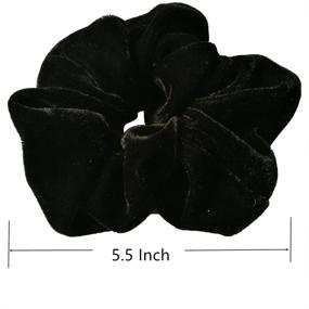 img 1 attached to 💁 Stylish Set of 6 Large Black Velvet Scrunchies: Hair Elastic Bands for Women