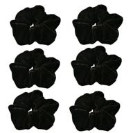 💁 stylish set of 6 large black velvet scrunchies: hair elastic bands for women logo