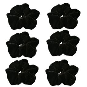 img 4 attached to 💁 Stylish Set of 6 Large Black Velvet Scrunchies: Hair Elastic Bands for Women