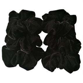 img 3 attached to 💁 Stylish Set of 6 Large Black Velvet Scrunchies: Hair Elastic Bands for Women
