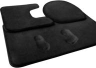 🛀 feelso memory foam bath mat set - 3 piece bathroom rugs non slip, absorbent mats - 20x31 inches floor mat, 20x22 inches u-shaped contour rug, toilet lid cover - ideal for tub, shower, and bath room - color: black logo