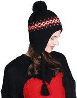 🎩 winter ski hat for ladies - comhats wool peruvian earflap beanie hat with fleece lining logo