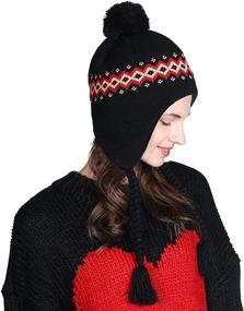 img 4 attached to 🎩 Winter Ski Hat for Ladies - Comhats Wool Peruvian Earflap Beanie Hat with Fleece Lining