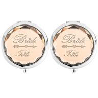 💄 2-pack bride tribe compact makeup mirrors - crystal pocket mirror set for bachelorette party and wedding gift for bride, bridesmaids and bridesmaid proposals (champagne) logo