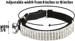 img 1 attached to 🐱 CHUKCHI Soft Velvet Safe Cat Adjustable Collar with Bells, 11 inch - Bling Diamante for Small Dogs and Cats