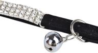 🐱 chukchi soft velvet safe cat adjustable collar with bells, 11 inch - bling diamante for small dogs and cats logo