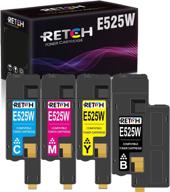 🖨️ premium retch compatible toner cartridges for dell e525w printer - high-quality replacement for 593-bbjx, 593-bbju, 593-bbjv, 593-bbjw (black, cyan, magenta, yellow) logo