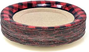 img 3 attached to 🎄 Premium Christmas Red and Black Buffalo Plaid Party Supplies Set: 50 9" Dinner Plates, 50 7" Dessert Plates, 100 Lunch Napkins – Checkered Gingham Pattern, Holiday Lumberjack Disposable Paper Dinnerware