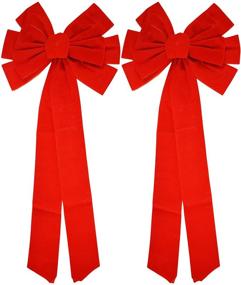 img 4 attached to 🎀 Stunning Black Duck Brand Set of 2 Red Velvet Bows – 26" Long, 10" Wide, 10 Loop – Perfect for Holiday & Christmas Decorations!