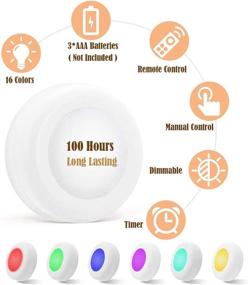 img 3 attached to 🎃 Wireless Remote Timer LED Pumpkin Lights – Multi-Color Changing, Battery Operated Colored Puck Light. Ideal for Under Counter Cabinets, Holiday Decoration, Valentine's Day, RGB Candles.