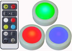 img 4 attached to 🎃 Wireless Remote Timer LED Pumpkin Lights – Multi-Color Changing, Battery Operated Colored Puck Light. Ideal for Under Counter Cabinets, Holiday Decoration, Valentine's Day, RGB Candles.