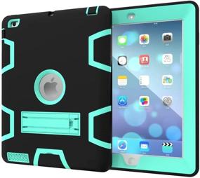 img 3 attached to Jaorty iPad 2/3/4 Case - 3-in-1 Hybrid Soft & Hard Heavy Duty Rugged Stand Cover | Shockproof, Anti-Slip, Anti-Scratch Protective Case for iPad 2/3/4 Retina | Full-Body Protection - Black/Green