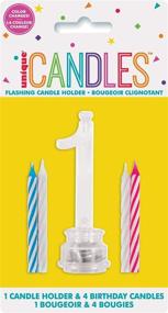 img 4 attached to 🎉 Vibrant Multicolor Flashing Number 1 Cake Topper & Birthday Candle Set - 5pc Celebration Pack