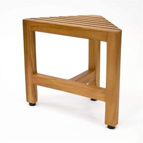 img 1 attached to Asta Zini Fully Assembled Solid Teak Corner Foot Stool, Side Table for Shower, Bath, and Spa - Model TB-014