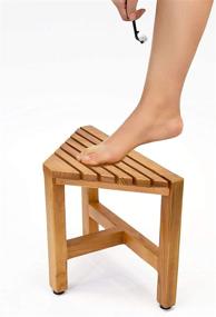 img 4 attached to Asta Zini Fully Assembled Solid Teak Corner Foot Stool, Side Table for Shower, Bath, and Spa - Model TB-014