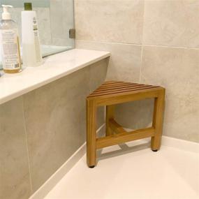 img 3 attached to Asta Zini Fully Assembled Solid Teak Corner Foot Stool, Side Table for Shower, Bath, and Spa - Model TB-014