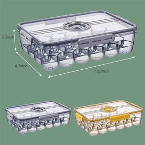 img 3 attached to Держатель яиц JMSWENJUAN: прозрачный лоток для хранения с крышкой, стопка пластиковых органайзеров PET, лоток на 24 яйца - смоково-серый