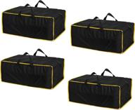 👜 durable and water-resistant moving bags - heavy duty storage totes 600d nylon with zipper closure, backpack handles - compatible with ikea frakta hand carts, boxes, bins (4 pack) - xlarge size (black/yellow) logo