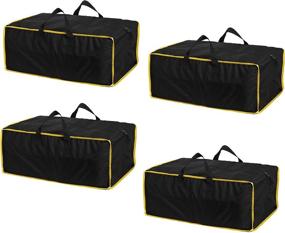 img 4 attached to 👜 Durable and Water-Resistant Moving Bags - Heavy Duty Storage Totes 600D Nylon with Zipper Closure, Backpack Handles - Compatible with IKEA Frakta Hand Carts, Boxes, Bins (4 Pack) - XLarge Size (Black/Yellow)