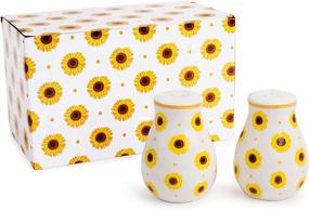 img 3 attached to 🌻 SERENE DELIGHTS Sunflower Salt and Pepper Shaker Set: Adorable Sunflower Box with Yellow and White Shakers – Perfect for Sunflower Kitchen Décor!