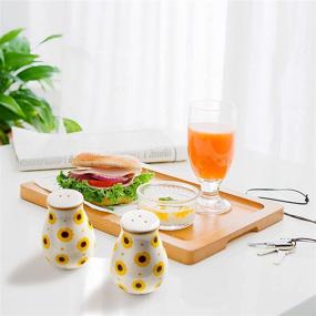 img 1 attached to 🌻 SERENE DELIGHTS Sunflower Salt and Pepper Shaker Set: Adorable Sunflower Box with Yellow and White Shakers – Perfect for Sunflower Kitchen Décor!