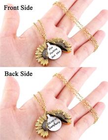 img 3 attached to 🌻 Sunshine Necklace: Sunflower Pendant for Women & Girls - 2-Sided Engraved Inspirational Message Jewelry, Perfect Gift