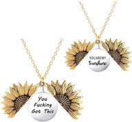 🌻 sunshine necklace: sunflower pendant for women & girls - 2-sided engraved inspirational message jewelry, perfect gift logo