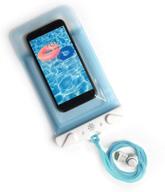 📱 tech candy dry spell water defender bag for iphone & android: floatable lanyard, waterproof protection, text thru window, snowproof universal pouch - beach, lake, ocean, pool - 2019 edition (blue) logo