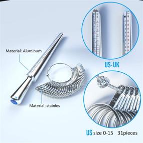 img 3 attached to 📏 Ring Mandrel Sizer and Finger Ring Sizing Measuring Tool (Size 0-15) with 4-Layer Silver Polishing Cloth, Plastic Ring Size Belt, and Complete Storage Box in Black