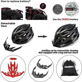 img 1 attached to 🚴 KINGBIKE Ultralight Bike Helmets: Enhanced Safety with Rear Light, Portable Backpack, and Detachable Visor for Men and Women (M/L, L/XL)