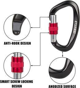 img 2 attached to STURME Upgraded Heavy Duty Screwgate Locking Climbing Carabiner Clip: 25KN (5623 lbs Each). Large Aluminum D Ring Hook for Camping, Mountaineering, Hammock, Outdoor Gear &amp; Large Animal Leash