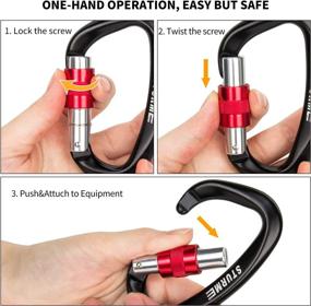 img 1 attached to STURME Upgraded Heavy Duty Screwgate Locking Climbing Carabiner Clip: 25KN (5623 lbs Each). Large Aluminum D Ring Hook for Camping, Mountaineering, Hammock, Outdoor Gear &amp; Large Animal Leash