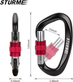 img 3 attached to STURME Upgraded Heavy Duty Screwgate Locking Climbing Carabiner Clip: 25KN (5623 lbs Each). Large Aluminum D Ring Hook for Camping, Mountaineering, Hammock, Outdoor Gear &amp; Large Animal Leash