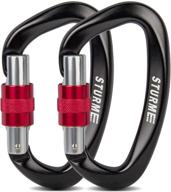 sturme upgraded heavy duty screwgate locking climbing carabiner clip: 25kn (5623 lbs each). large aluminum d ring hook for camping, mountaineering, hammock, outdoor gear &amp; large animal leash логотип