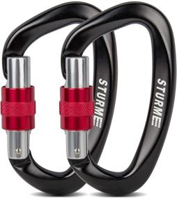 img 4 attached to STURME Upgraded Heavy Duty Screwgate Locking Climbing Carabiner Clip: 25KN (5623 lbs Each). Large Aluminum D Ring Hook for Camping, Mountaineering, Hammock, Outdoor Gear &amp; Large Animal Leash