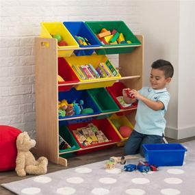 img 2 attached to 🧒 KidKraft Wooden Sort It &amp; Store It Bin Unit with 12 Plastic Bins - Primary &amp; Natural, Ideal Gift for Ages 8 Months and Up