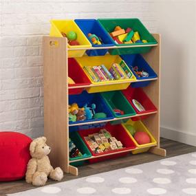 img 1 attached to 🧒 KidKraft Wooden Sort It &amp; Store It Bin Unit with 12 Plastic Bins - Primary &amp; Natural, Ideal Gift for Ages 8 Months and Up