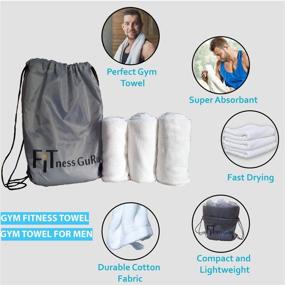 img 3 attached to 🏋️ Set of 3 Super Absorbent 100% Cotton Gym Hand Towels - Ideal for Exercise, Sports, Workouts, Sweat, Hiking, Spa, Basketball - Machine Washable White Towels for Men and Women, Plus Bonus Gym Bag