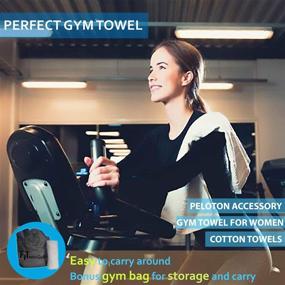img 1 attached to 🏋️ Set of 3 Super Absorbent 100% Cotton Gym Hand Towels - Ideal for Exercise, Sports, Workouts, Sweat, Hiking, Spa, Basketball - Machine Washable White Towels for Men and Women, Plus Bonus Gym Bag