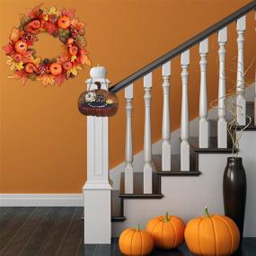 img 2 attached to 🍂 18-inch Fall Wreath for Front Door: Harvest Autumn Pumpkin Thanksgiving Décor with Wood Hanging Sign – Pumpkins, Pinecones, Berries – Indoor Outdoor Home Decoration