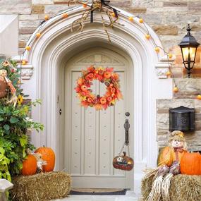 img 1 attached to 🍂 18-inch Fall Wreath for Front Door: Harvest Autumn Pumpkin Thanksgiving Décor with Wood Hanging Sign – Pumpkins, Pinecones, Berries – Indoor Outdoor Home Decoration