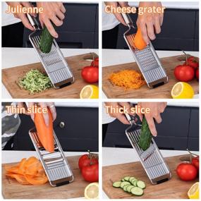 img 3 attached to Mlesi 4-in-1 Multi-Purpose Vegetable Slicer & Cheese Grater: Handheld Shredder Cutter with 4 Adjustable Stainless Steel Blades - Kitchen Tool for Efficiently Slicing and Grating Vegetables and Fruits